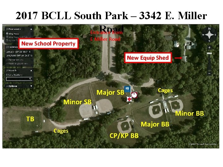 2017 BCLL South Park – 3342 E. Miller Road Entrance from New School Property