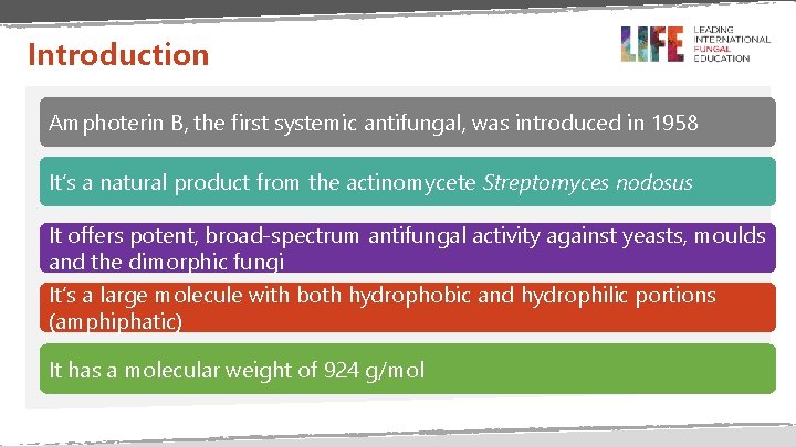 Introduction Amphoterin B, the first systemic antifungal, was introduced in 1958 It’s a natural