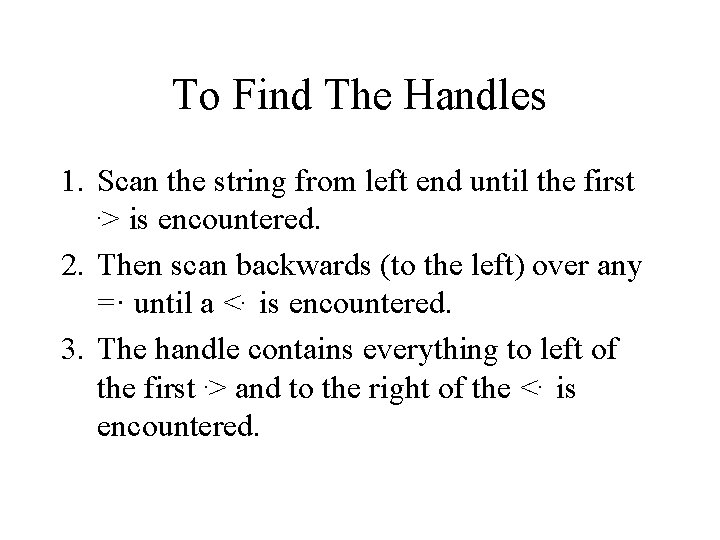 To Find The Handles 1. Scan the string from left end until the first.