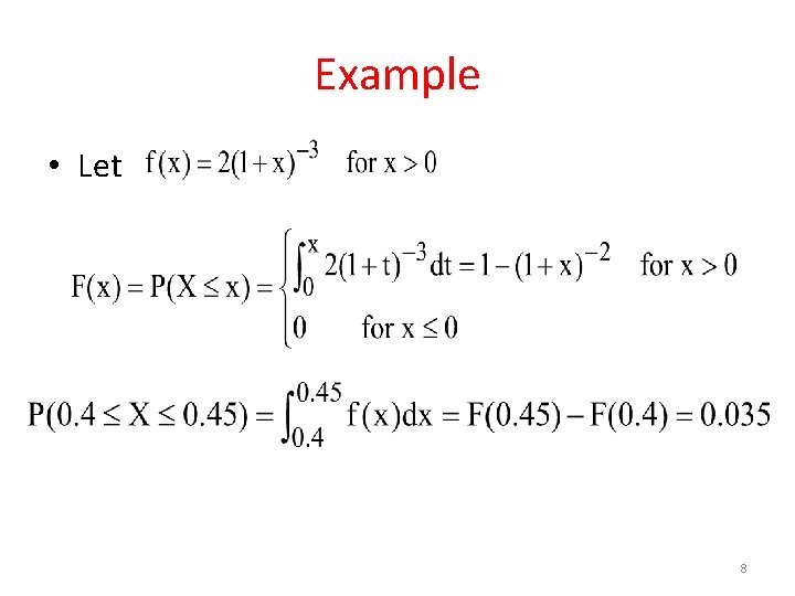 Example • Let 8 