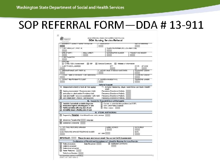 SOP REFERRAL FORM—DDA # 13 -911 