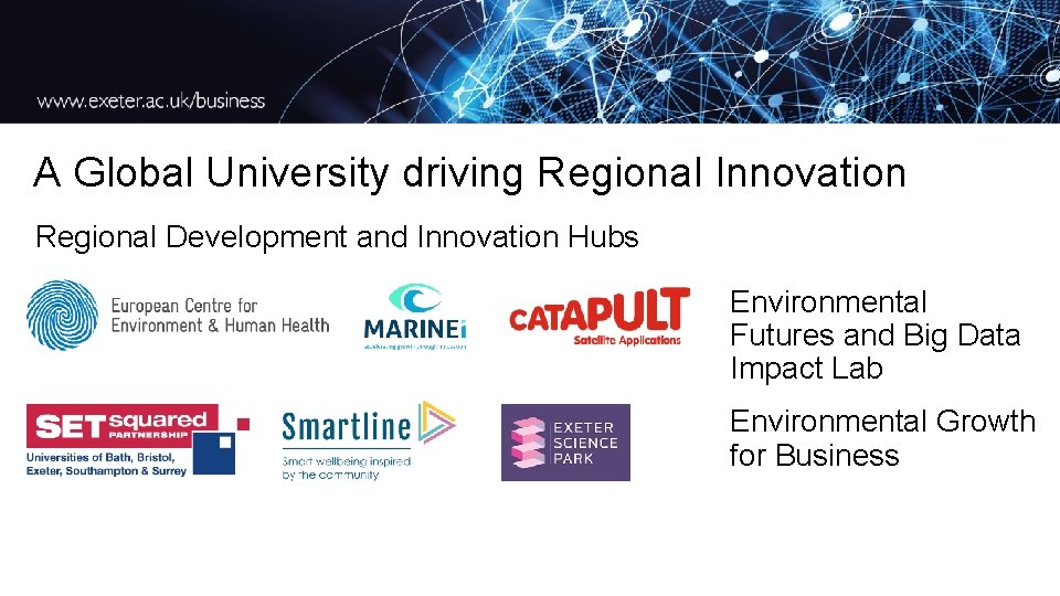 A Global University driving Regional Innovation Regional Development and Innovation Hubs Environmental Futures and