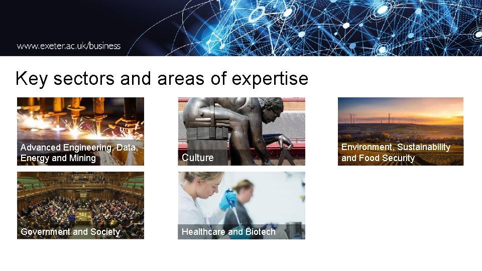 Key sectors and areas of expertise Advanced Engineering, Data, Energy and Mining Culture Government