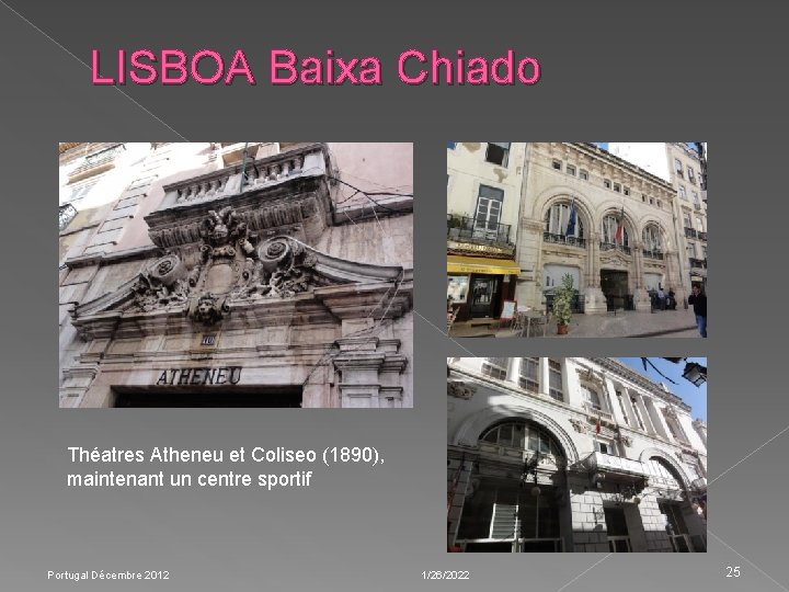 LISBOA Baixa Chiado Théatres Atheneu et Coliseo (1890), maintenant un centre sportif Portugal Décembre