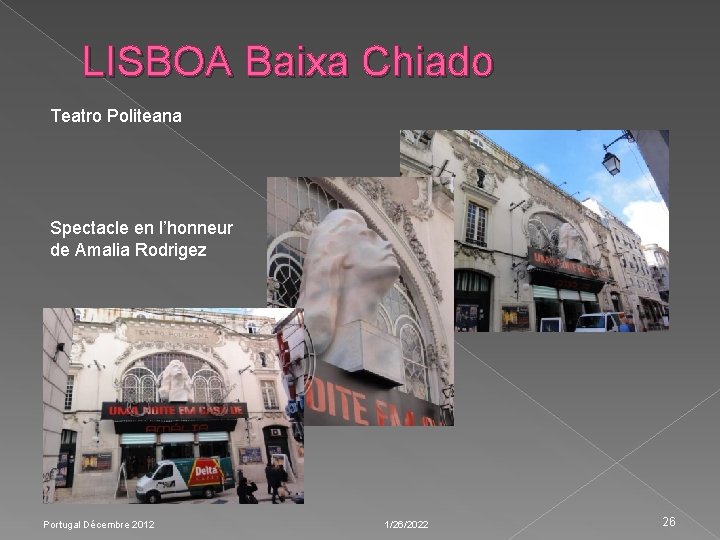 LISBOA Baixa Chiado Teatro Politeana Spectacle en l’honneur de Amalia Rodrigez Portugal Décembre 2012