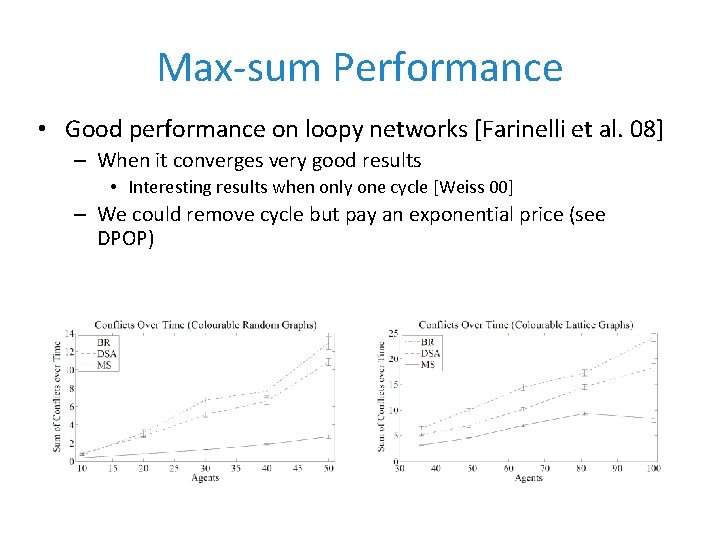 Max-sum Performance • Good performance on loopy networks [Farinelli et al. 08] – When