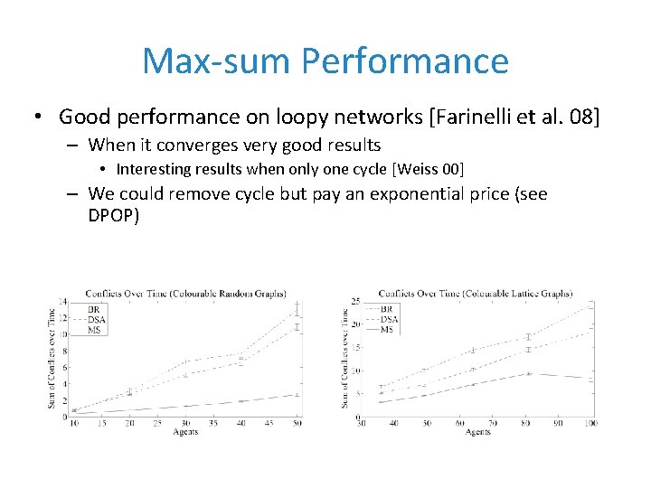 Max-sum Performance • Good performance on loopy networks [Farinelli et al. 08] – When
