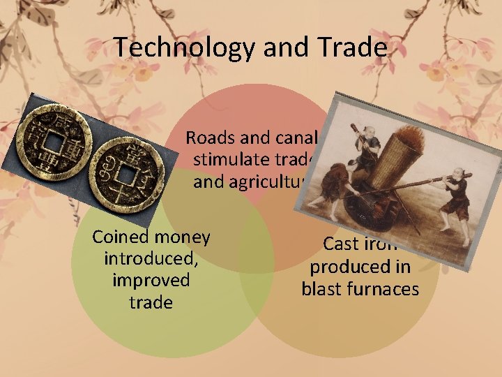 Technology and Trade Roads and canals stimulate trade and agriculture Coined money introduced, improved