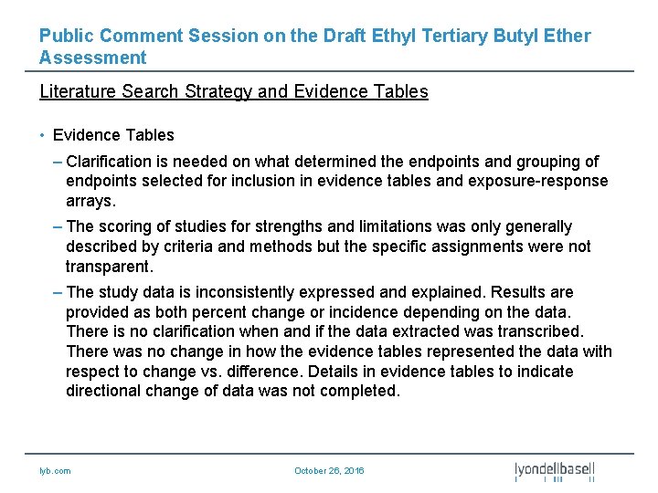 Public Comment Session on the Draft Ethyl Tertiary Butyl Ether Assessment Literature Search Strategy