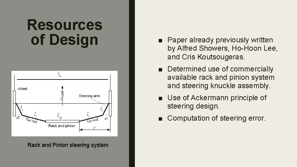 Resources of Design ■ Paper already previously written by Alfred Showers, Ho-Hoon Lee, and