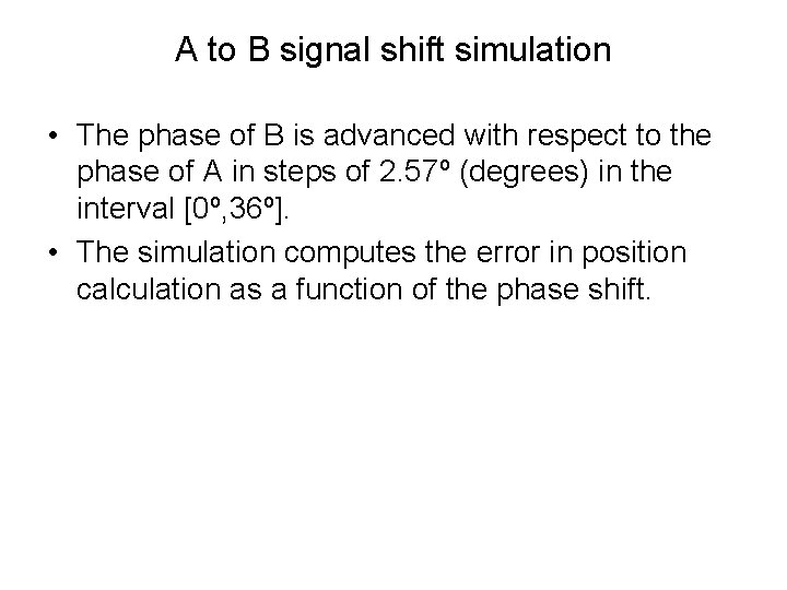 A to B signal shift simulation • The phase of B is advanced with