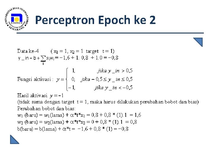 Perceptron Epoch ke 2 