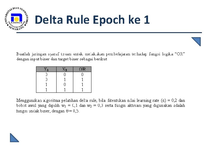 Delta Rule Epoch ke 1 