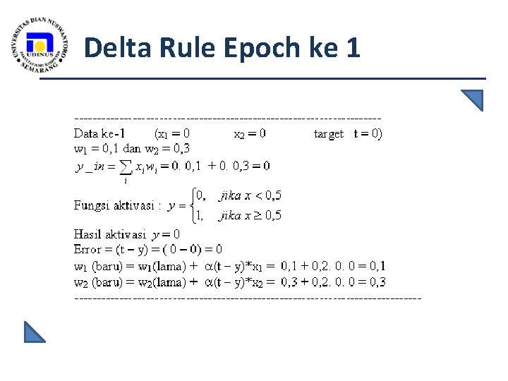 Delta Rule Epoch ke 1 