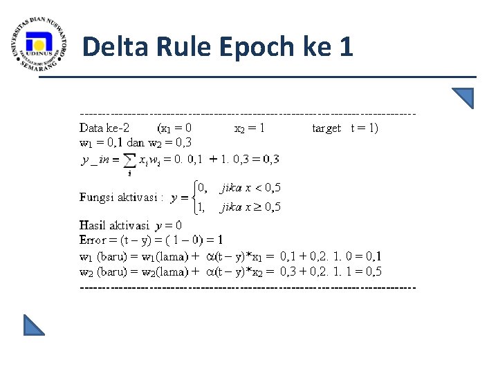 Delta Rule Epoch ke 1 