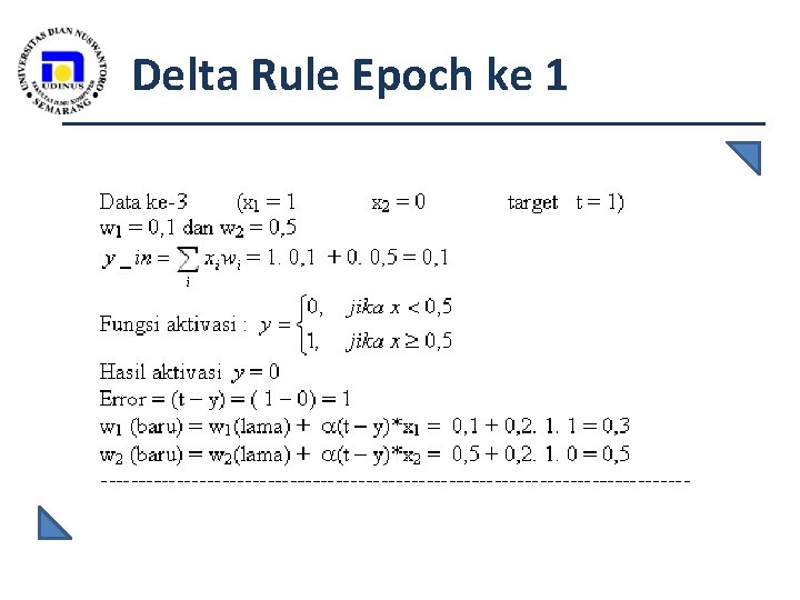 Delta Rule Epoch ke 1 