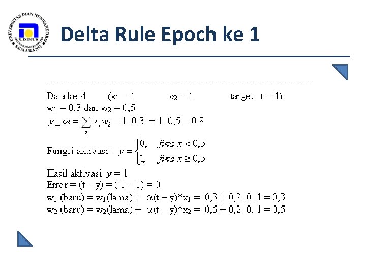 Delta Rule Epoch ke 1 