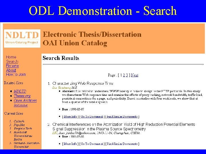 ODL Demonstration - Search 