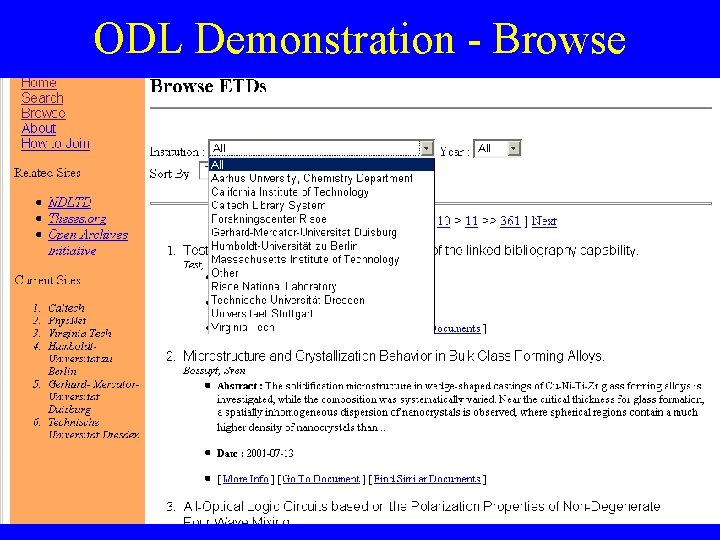 ODL Demonstration - Browse 