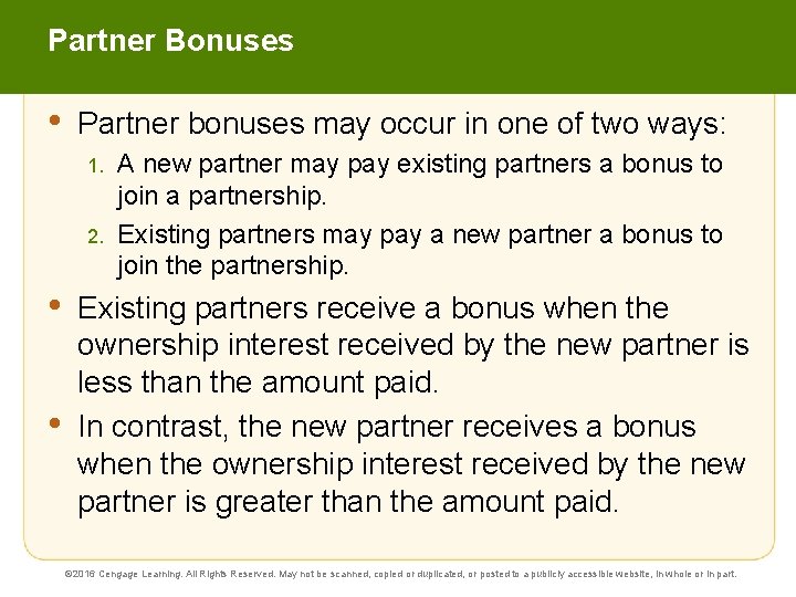 Partner Bonuses • Partner bonuses may occur in one of two ways: 1. 2.