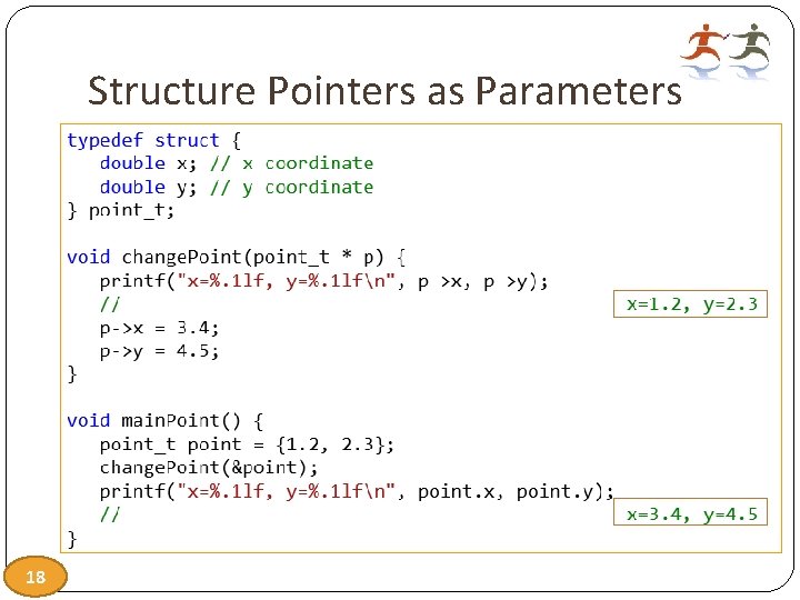 Structure Pointers as Parameters 18 