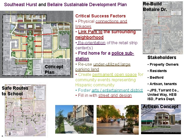 Southeast Hurst and Bellaire Sustainable Development Plan Re-Build Bellaire Dr. Critical Success Factors •