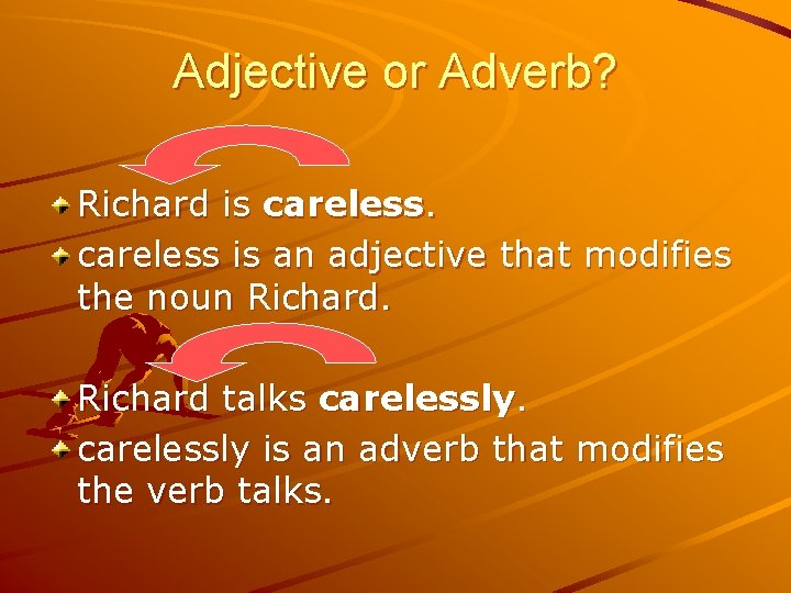 Adjective or Adverb? Richard is careless is an adjective that modifies the noun Richard