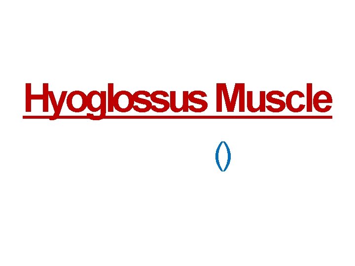 Hyoglossus Muscle () 