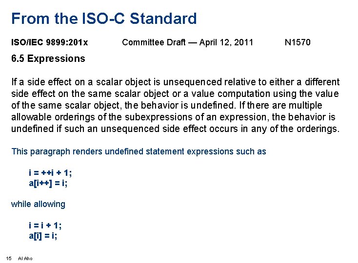 From the ISO-C Standard ISO/IEC 9899: 201 x Committee Draft — April 12, 2011