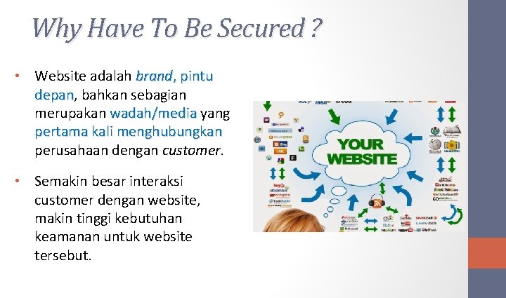 Why Have To Be Secured ? • Website adalah brand, pintu depan, depan bahkan