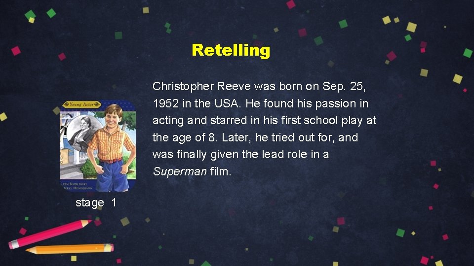 Retelling Christopher Reeve was born on Sep. 25, 1952 in the USA. He found