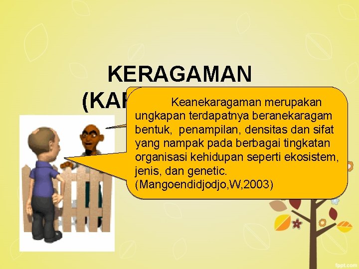 KERAGAMAN Keanekaragaman merupakan (KARAKTERISASI) APA ITU KERAGAMAN ? ? ungkapan terdapatnya beranekaragam bentuk, penampilan,