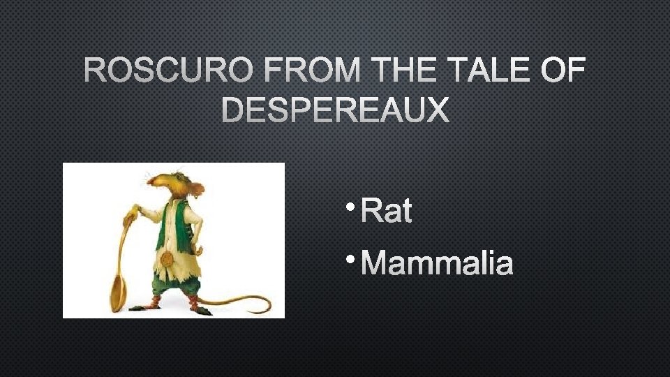 ROSCURO FROM THE TALE OF DESPEREAUX • RAT • MAMMALIA 