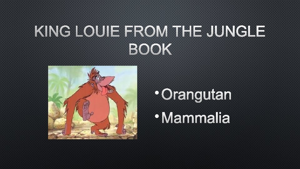 KING LOUIE FROM THE JUNGLE BOOK • ORANGUTAN • MAMMALIA 