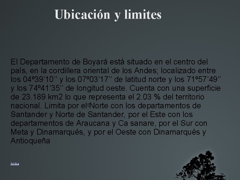 Ubicación y limites El Departamento de Boyará está situado en el centro del país,