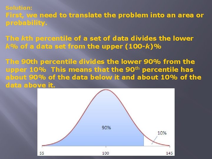 Solution: First, we need to translate the problem into an area or probability. The