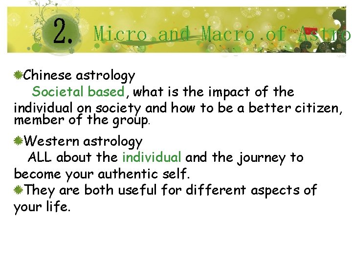 Micro and Macro of Astrol Chinese astrology Societal based, what is the impact of