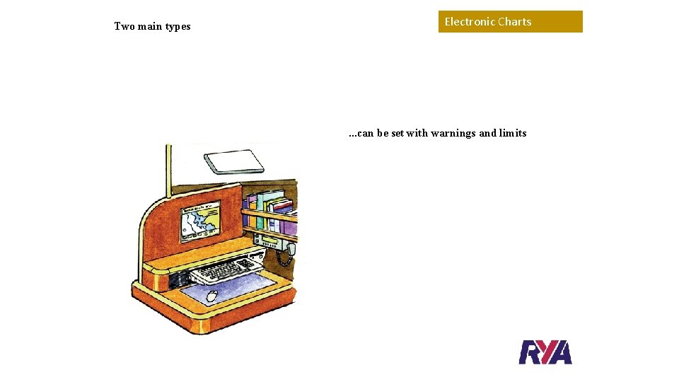 Two main types Electronic Charts Rasterbe Scanned. . . they. . . zooming Vector