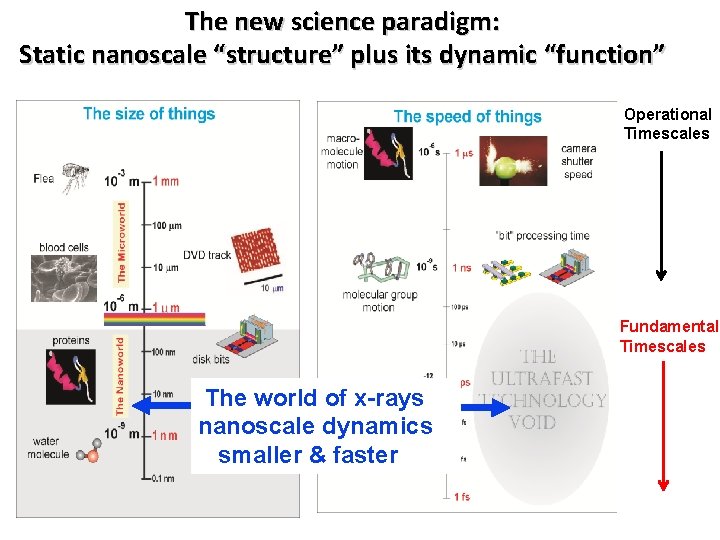 The new science paradigm: Static nanoscale “structure” plus its dynamic “function” Operational Timescales Fundamental