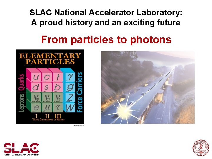 SLAC National Accelerator Laboratory: A proud history and an exciting future From particles to