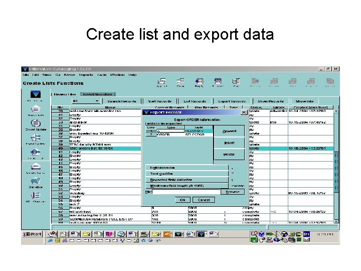 Create list and export data 