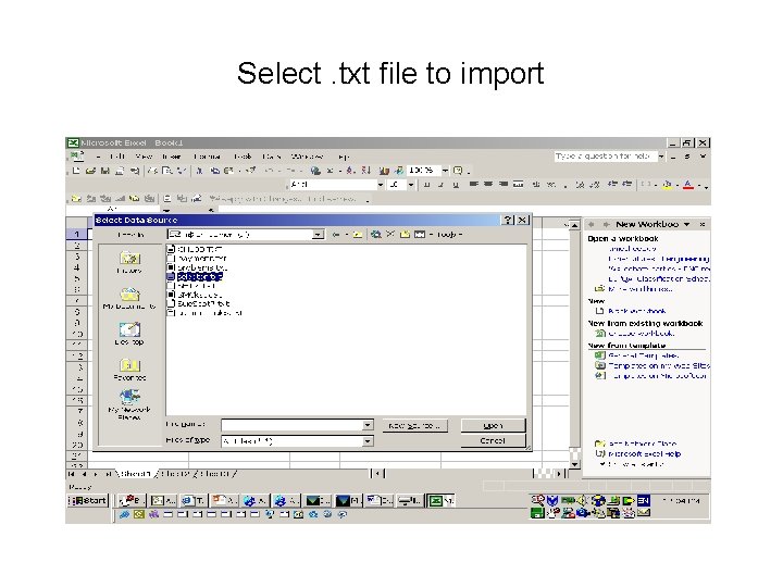 Select. txt file to import 
