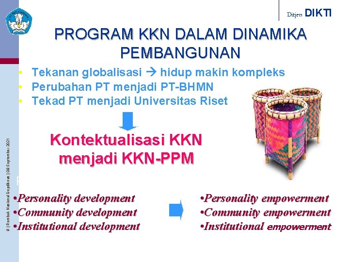 Ditjen DIKTI PROGRAM KKN DALAM DINAMIKA PEMBANGUNAN 9 | Rembuk Nasional Depdiknas | 08