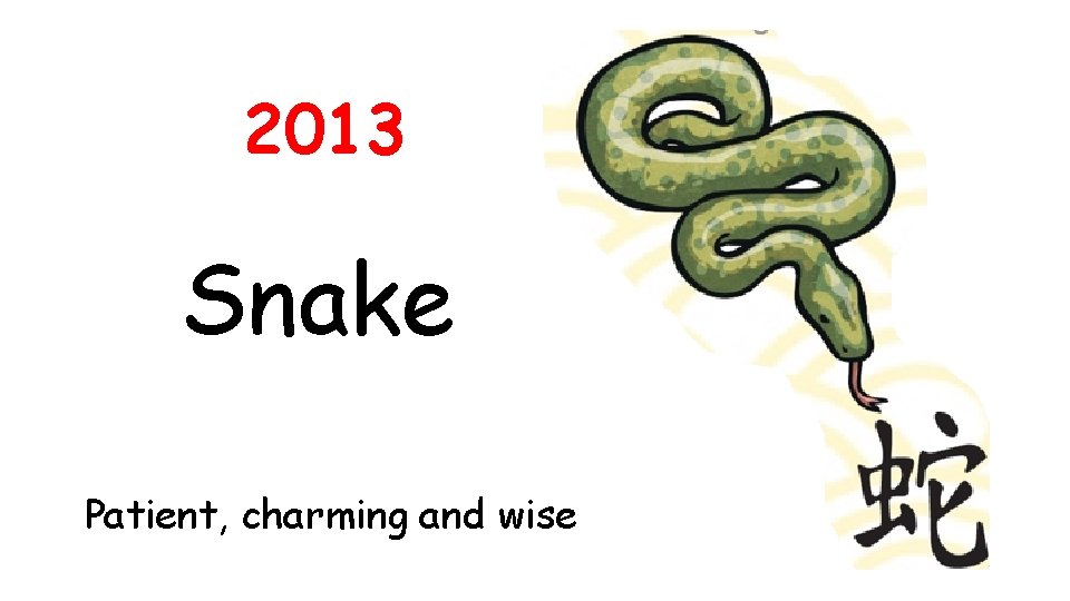 2013 Snake Patient, charming and wise 