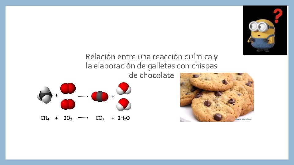 Relación entre una reacción química y la elaboración de galletas con chispas de chocolate