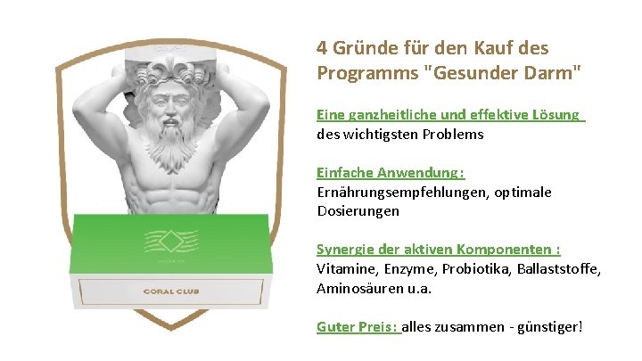 4 Gründe für den Kauf des Programms "Gesunder Darm" Eine ganzheitliche und effektive Lösung