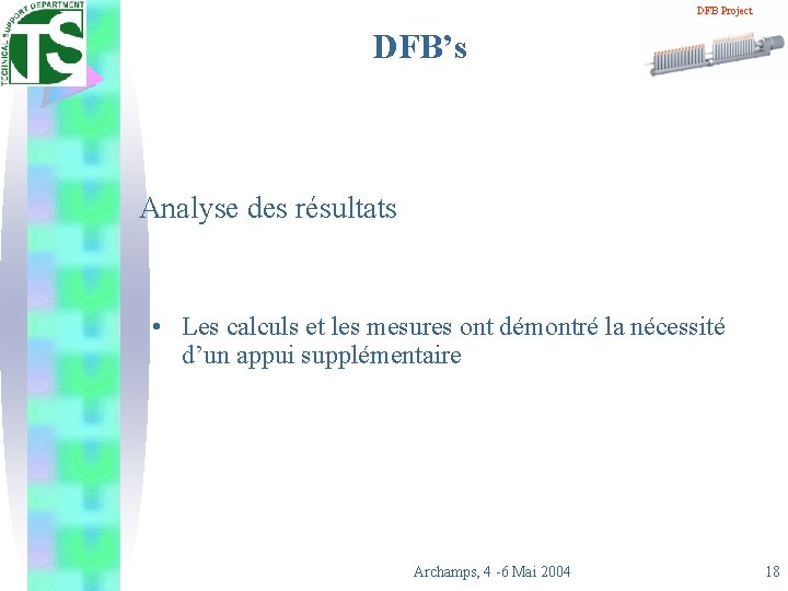 DFB Project DFB’s Analyse des résultats • Les calculs et les mesures ont démontré