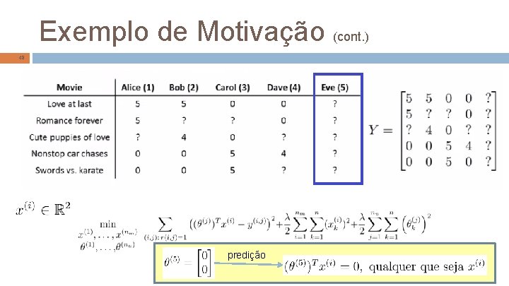 Exemplo de Motivação (cont. ) 48 predição 