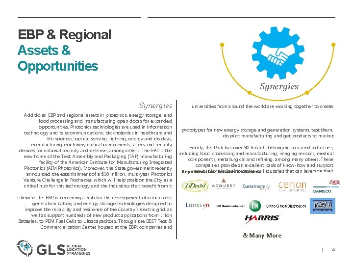 EBP & Regional Assets & Opportunities Synergies Additional EBP and regional assets in photonics,