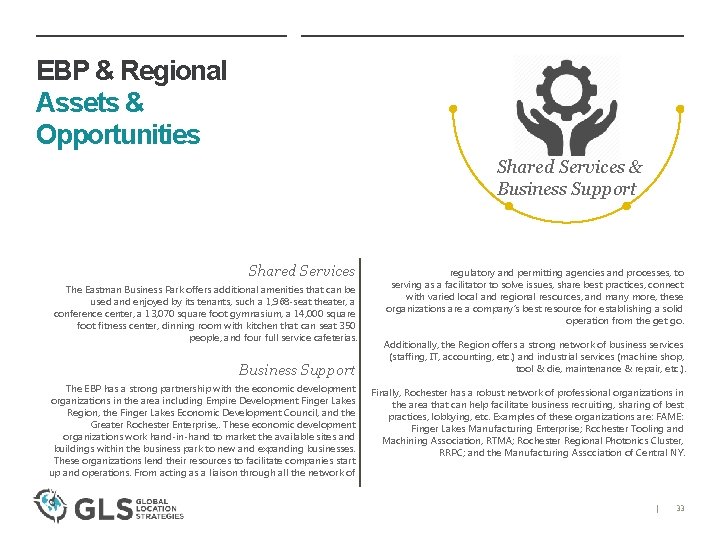 EBP & Regional Assets & Opportunities Shared Services & Business Support Shared Services The